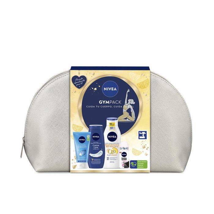 Nivea Gympack Estuche 5 pz - Body Milk Reafirmante, Gel Limpiador, Crema Gel de Ducha, Roll On, Neceser Nivea Gympack Estuche 5 pz - Body Milk Reafirmante, Gel Limpiador, Crema Gel de Ducha, Roll On, Neceser
