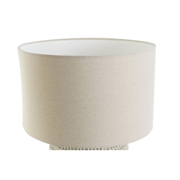 DKD Home Decor Lámpara Sobremesa Tropical Blanco Marrón Claro Seagrass Lino 38 x 47 x 38 cm 1