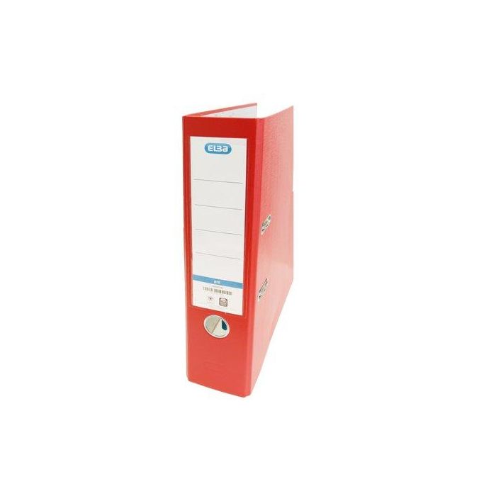 Elba Archivador de Palanca Folio Lomo 80mm Rojo Cartón Forrado PVC con Rado® y Cantoneras Metálicas