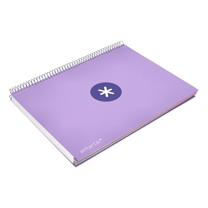 Cuaderno Espiral A4 Micro Antartik Tapa Forrada 120H 90 gr Cuadro 5 mm 5 Bandas 4 Taladros Color Lavanda 6