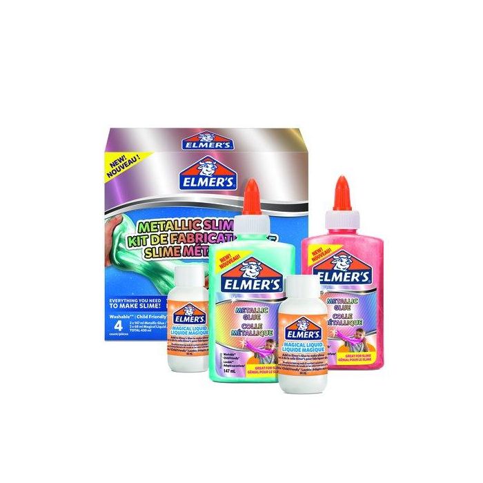 Juego Elmer´S Slime Starter Pack Kit Completo Colores Metalicos 2X Pegamento Metalico 147Ml 2X Liquido Magico 68Ml