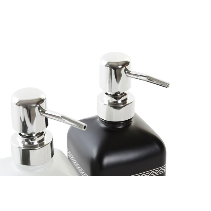DKD Home Decor Dosificador Chic 450ml de Cristal y ABS Colores Negro Blanco 8x18x10cm Pack 12 Unidades 2