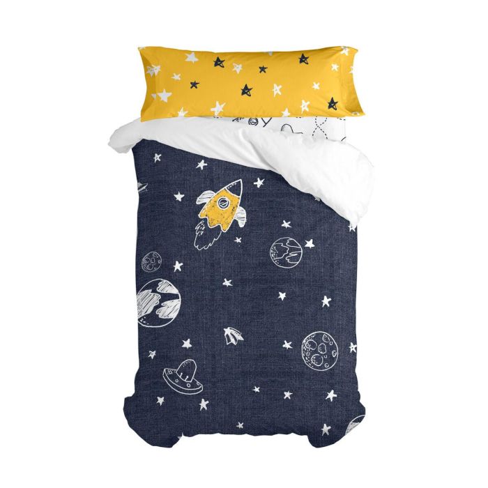 Juego de funda nórdica HappyFriday Mr Fox Starspace Multicolor Cama de 80/90 2 Piezas