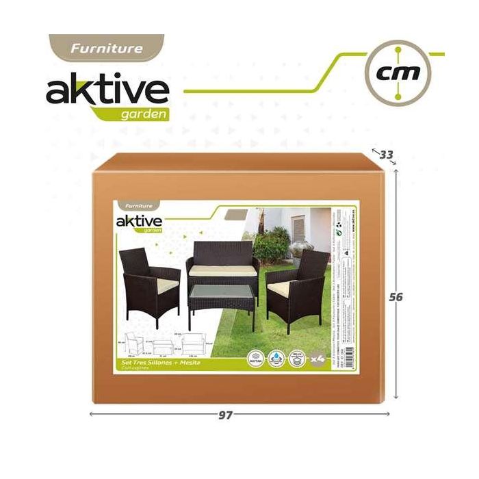 Conjunto de sofá (108x59x76 cm) + 2 sillones (59x76 cm) + mesa (85x45x41 cm) aktive 4 Conjunto de sofá (108x59x76 cm) + 2 sillones (59x76 cm) + mesa (85x45x41 cm) aktive 4
