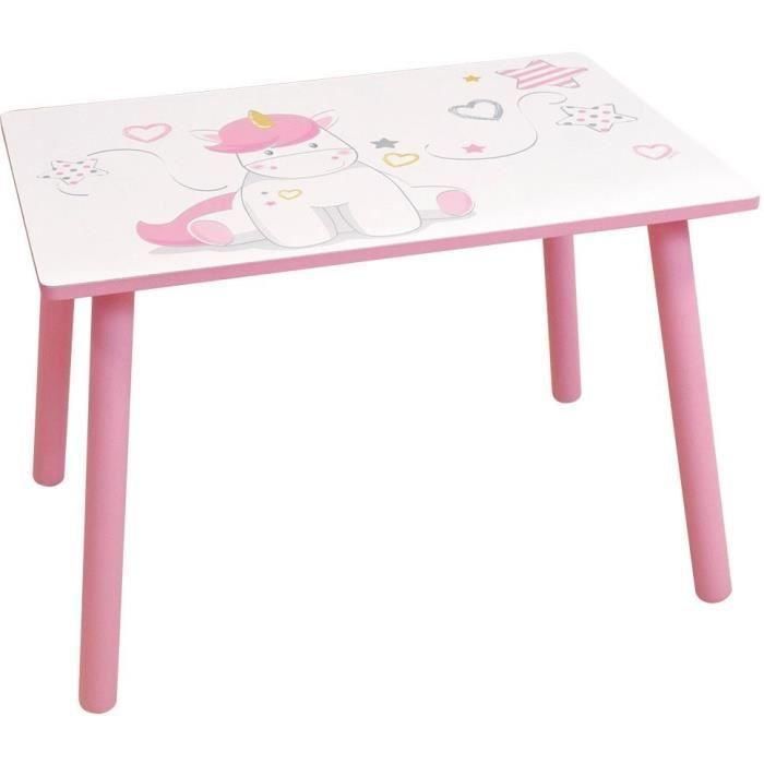 FUN HOUSE - Mesa Unicornio alto 41,5 cm x ancho 61 cm x fondo 42 cm con una silla alto 49,5 cm x ancho 31 cm x fondo 31,5 cm para niños 1