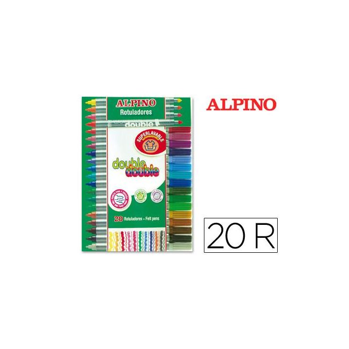 Alpino Rotuladores Double Doble Punta Fina-Gruesa Estuche 20 C-Surtidos