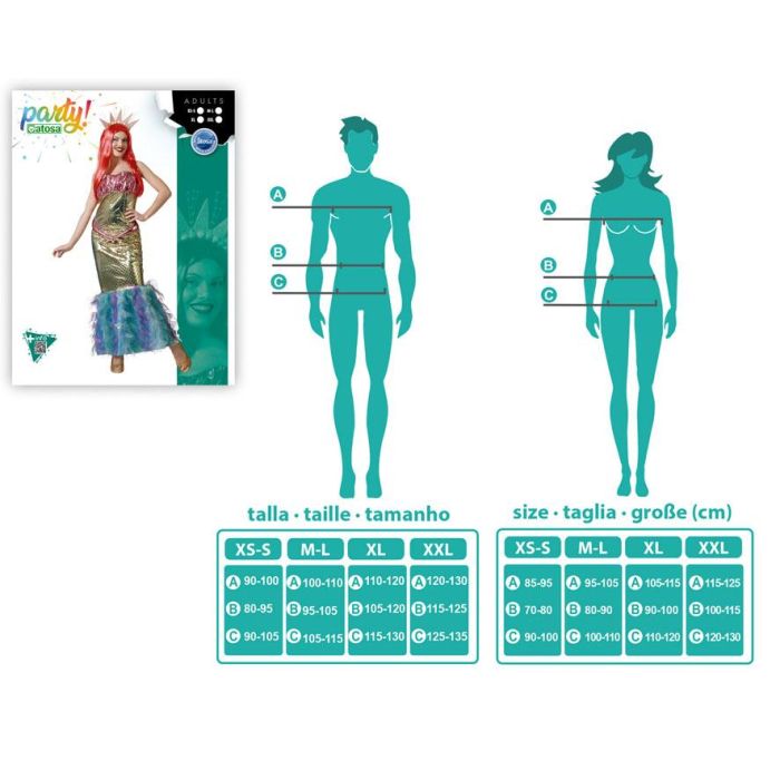 Disfraz Vestido Sirena Multicolor Mujer Adulto Personajes Cuento Talla M-L Polyester 3