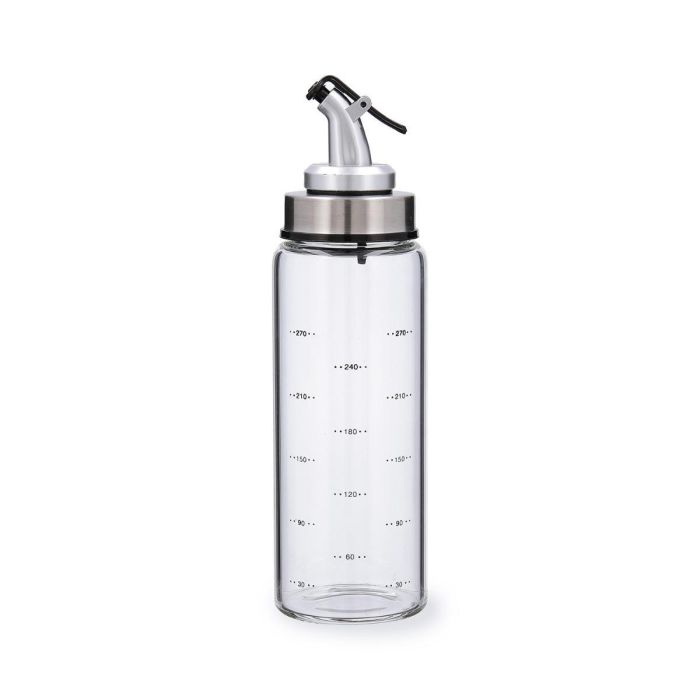 Quid Aceitera Ebano de Vidrio Transparente 0,3 L Ecológica Higiénica con Dosificador y Tapón a Presión, Apta Lavavajillas
