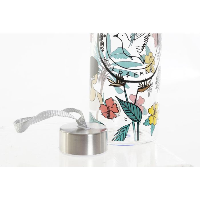 DKD Home Decor Botella Tropical Wild&free Borosilicato Inox Pack 6 Unidades 550ml 6.5 x 23 x 6.5 cm 2
