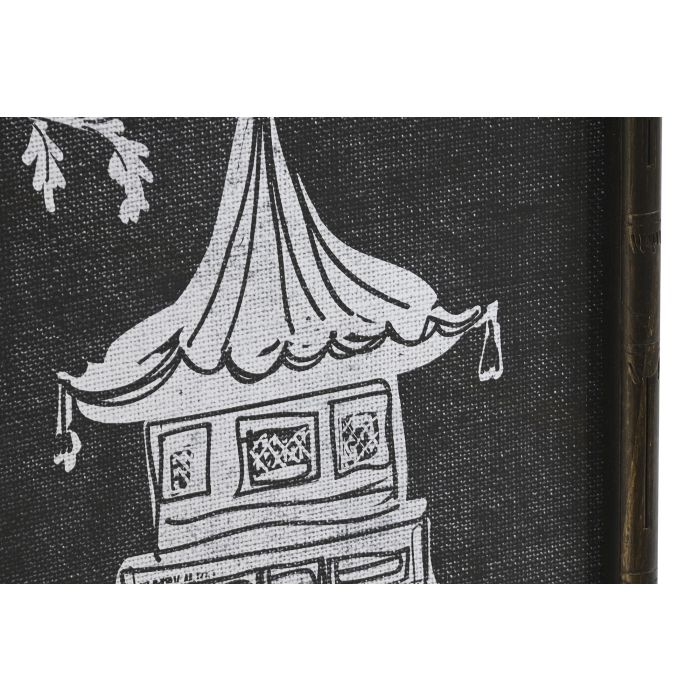 DKD Home Decor Cuadro Oriental Negro y Blanco de Cristal y Bambú de 70x50 cm, Set de 2 Unidades 2