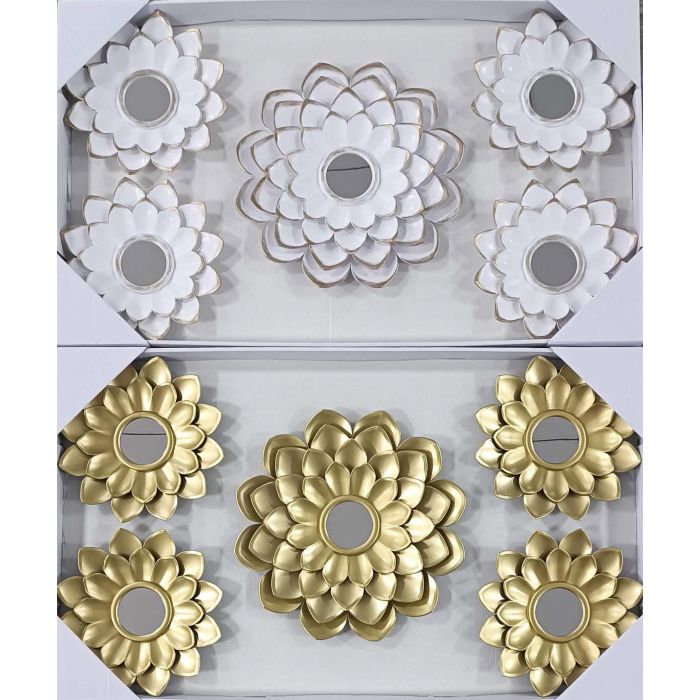 Espejo Glam DKD Home Decor Dorado Blanco 1.5 x 35 x 35 cm Set de 5 (2 Unidades)