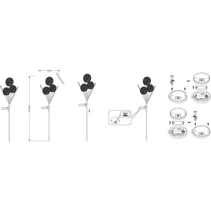 Galix G4510 Decoración luminosa Energía solar Flores 3