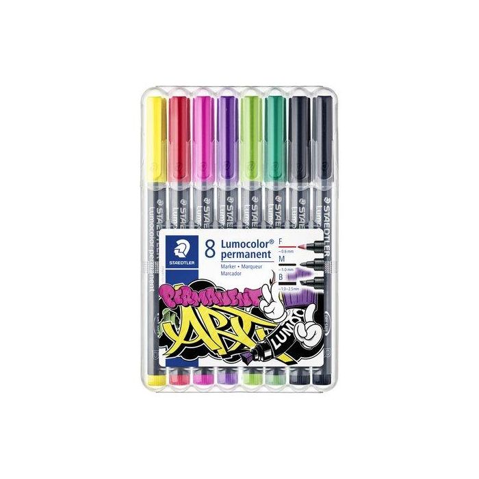 Rotulador Permanente Staedtler 31 Lumocolor Art (F, M, B) Surtido Estuche De 8