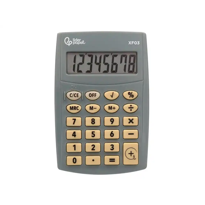 Liderpapel Calculadora XF03 Bolsillo 8 Dígitos Gris 99x64x9 mm con Pilas 2