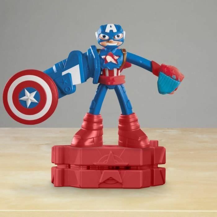 Play-Doh Capitán América, Set Stamper Shield con figura flexible, accesorios y plastilina, a partir de 4 años, Marvel 4 Play-Doh Capitán América, Set Stamper Shield con figura flexible, accesorios y plastilina, a partir de 4 años, Marvel 4