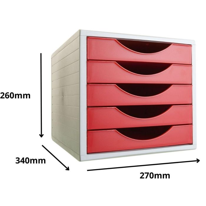 Modulo 5 Cajones Archivotec Gris/Rojo 1