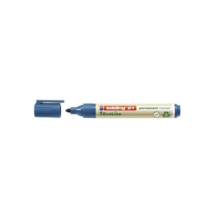 Edding Rotulador permanente Ecoline 21 azul, punta redonda 1,5-3 mm, 90% reciclado, secado rápido y recargable