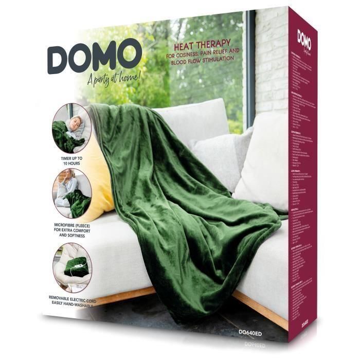 Manta eléctrica DOMO - 10 posiciones de calor - Alivia y estimula - Polar de franela - 180x160 cm - Verde 3 Manta eléctrica DOMO - 10 posiciones de calor - Alivia y estimula - Polar de franela - 180x160 cm - Verde 3