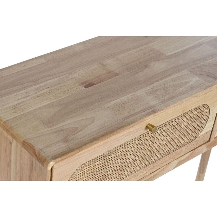 DKD Home Decor Consola Scandi Natural de Rubberwood y Ratán 100 x 30 x 78 cm con 2 cajones 5