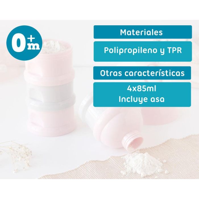 Dosificador Torre De Leche En Polvo Rosa Y Gris 340 mL 4 Dosificador Torre De Leche En Polvo Rosa Y Gris 340 mL 4