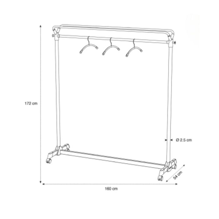 Archivo 2000 Perchero Alba de Gran Capacidad con Ruedas 540x1530x1715 mm Gris ALPMGROUP3 GS 7