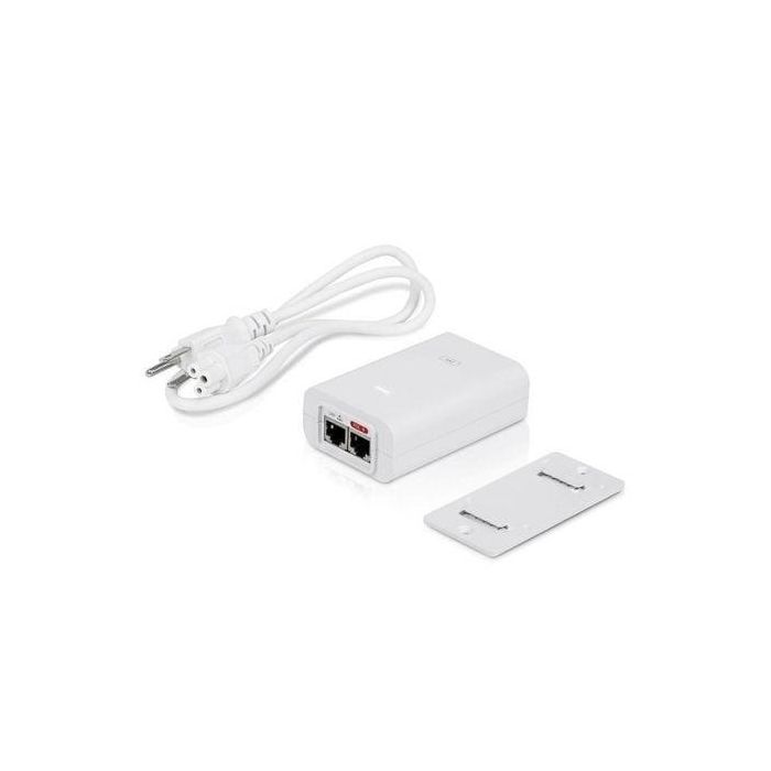 Ubiquiti Inyector PoE / Adaptador de Red Ethernet 24V DC 1.0A 24W con 2 Puertos RJ45, Blanco, Protección ESD
