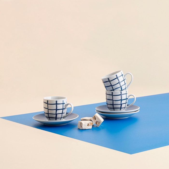 Set 6 Tazas con Plato Porcelana Kansas Quid 9 cL 1 Set 6 Tazas con Plato Porcelana Kansas Quid 9 cL 1