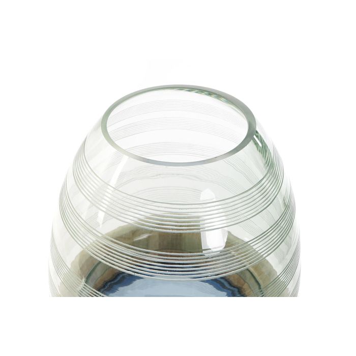 DKD Home Decor Jarrón Moderno Azul Marino Marron Cristal Madera 21 x 43 x 21 cm 1