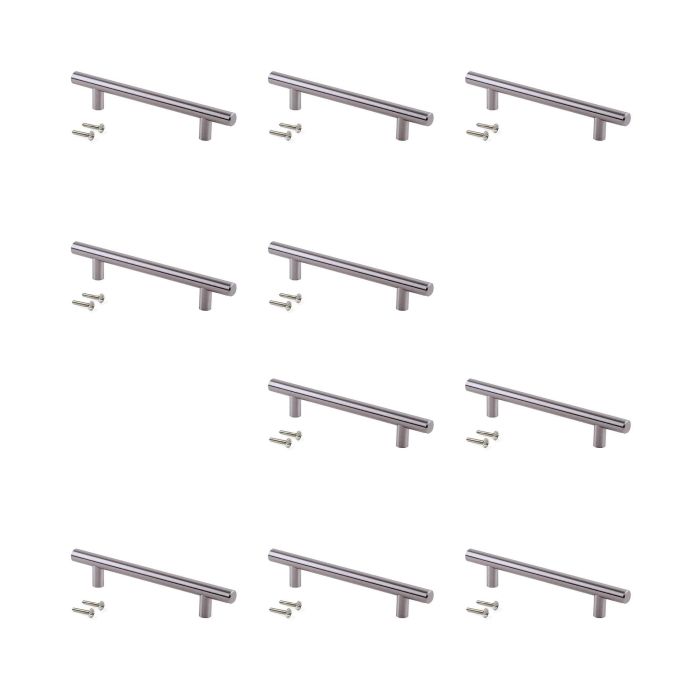 Emuca Lote de 10 tiradores para mueble Orlando, L528mm, intereje 448mm, Acero, Níquel satinado 0 Emuca Lote de 10 tiradores para mueble Orlando, L528mm, intereje 448mm, Acero, Níquel satinado 0