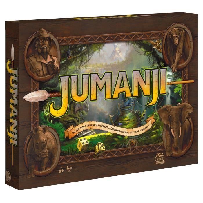 Spin Master JUMANJI: Juego de Mesa Clásico de Aventura Retro - Cruza la Jungla. Incluye Tablero, 100 Cartas de Desafío, Dados y Reloj de Arena. Spin Master JUMANJI: Juego de Mesa Clásico de Aventura Retro - Cruza la Jungla. Incluye Tablero, 100 Cartas de Desafío, Dados y Reloj de Arena.