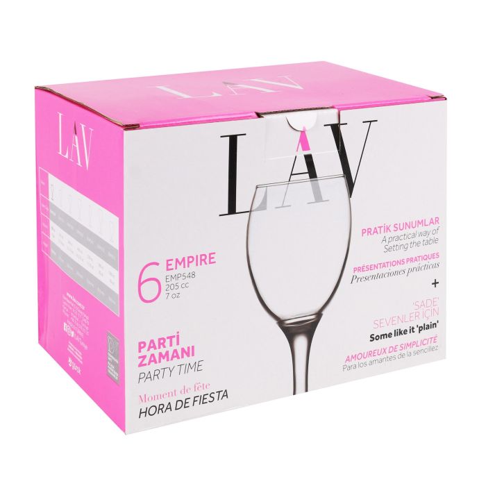 Lav Set 6 Copas Vino Blanco 200 cc 6x6x16 cm (4 Cajas)