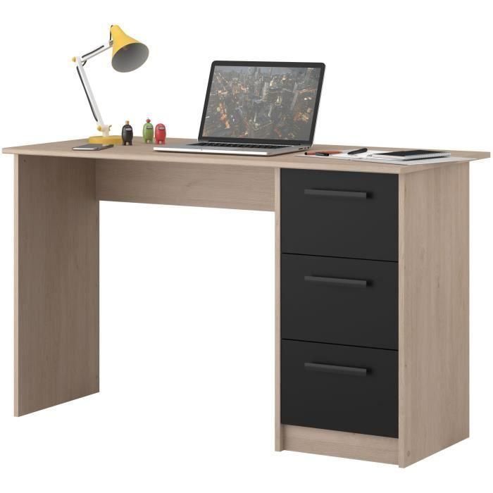 Parisot Right Office 3 Cajones - Decoración de Brooklyn Chene - L 121.4 x D 55 x H 74.5 cm - Esencial 3