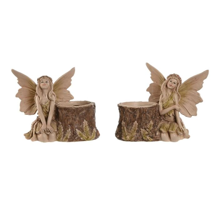 Figura Romantico DKD Home Decor Marron 10 x 15 x 18 cm (2 Unidades)