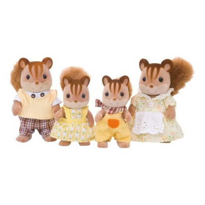 Sylvanian Families 4172 Familia Ardillas Rojas - 4 Figuras Articuladas con Ropa Extraíble: Mamá, Papá, Hijo y Hija - Juguete +3 Años