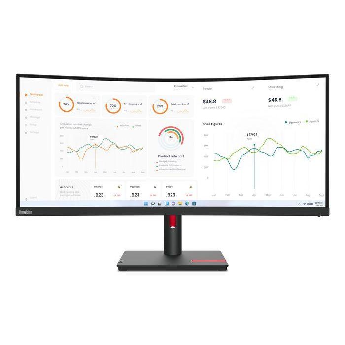 Lenovo Monitor 34" (86.4cm) VA LED Quad HD 3440x1440 21:9 6ms, 350cd/m², 3000:1 con Soporte Cámara Modular HDMI DP 1 Lenovo Monitor 34" (86.4cm) VA LED Quad HD 3440x1440 21:9 6ms, 350cd/m², 3000:1 con Soporte Cámara Modular HDMI DP 1