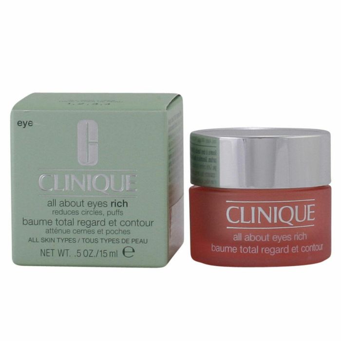 Clinique ALL ABOUT EYES rich Crema Contorno de Ojos Anti Ojeras, Bolsas y Líneas de Expresión Todo Tipo de Pieles 15 ml
