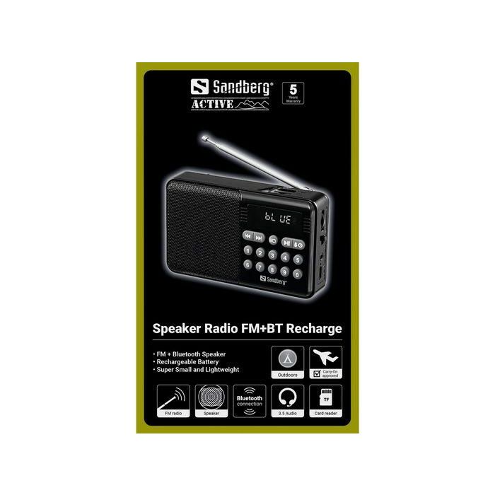 Sandberg Speaker Radio FM+BT Recharge 3