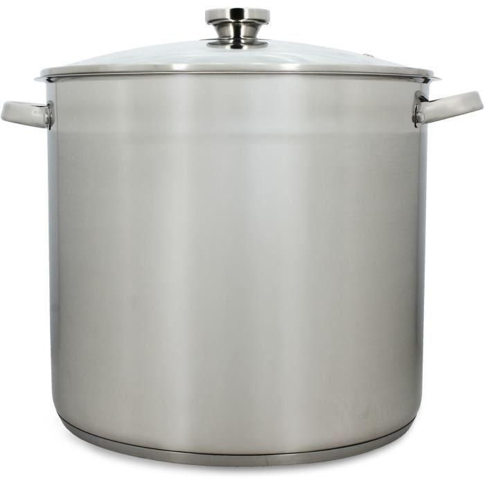Olla con tapa - MENASTYL - 4615451 - Acero inoxidable - 17 litros - 32 cm - Apto para todo tipo de fuegos, incluida inducción