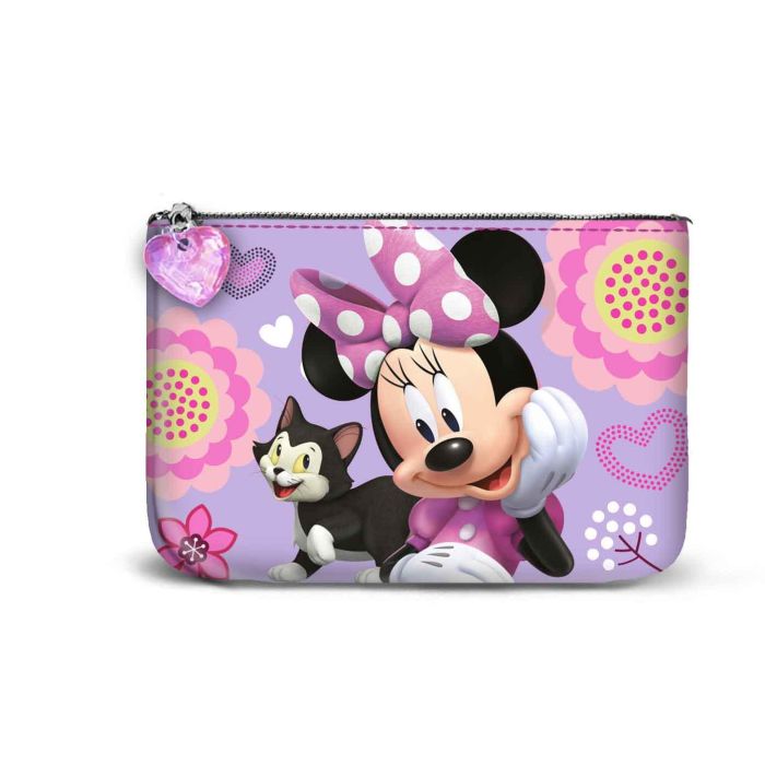 Disney Minnie Mouse Monedero Pequeño Cuadrado Lila con Cremallera - 13x10cm