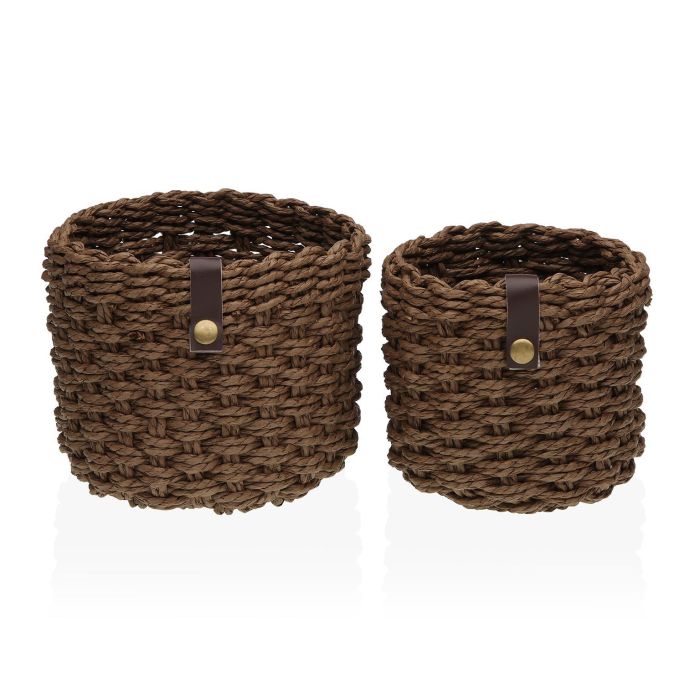 Set 2 Cestas Marron Redondas Versa 16X13CM (2 Unidades) Set 2 Cestas Marron Redondas Versa 16X13CM (2 Unidades)