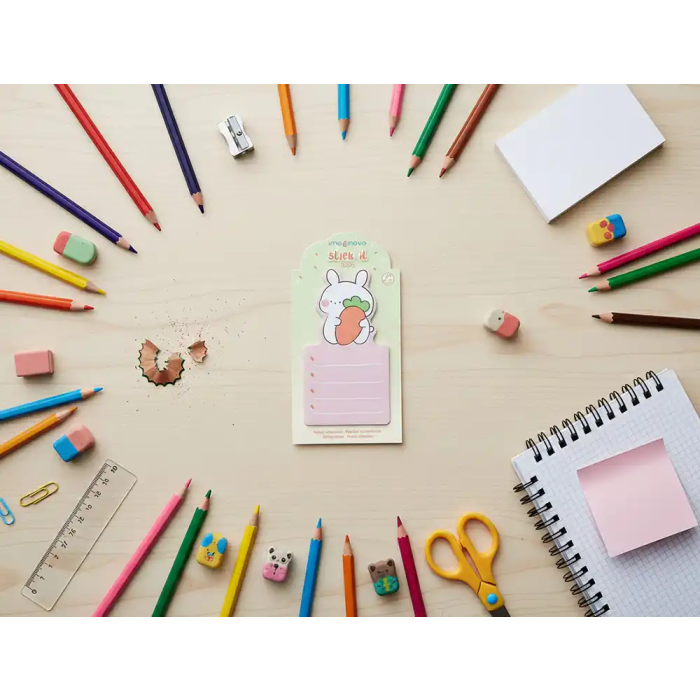 Imaginovo Bloc Notas Adhesivas Bunny con Soporte 20 Hojas Naranja 60x125 mm 6