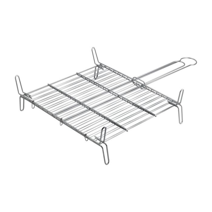 Gourmet Kitchen Parrilla doble 30x30cm hierro zincado para barbacoa