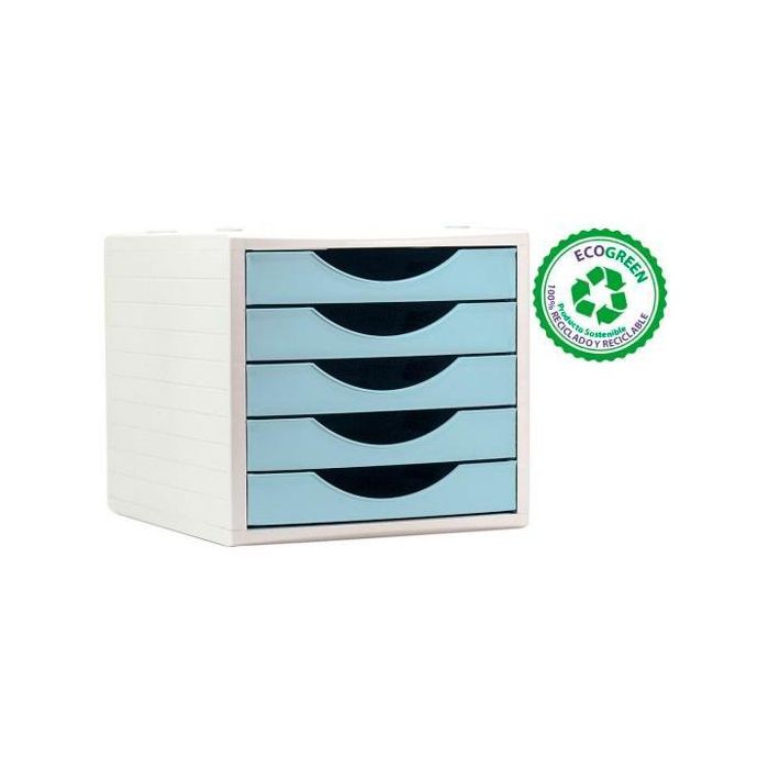 Archivo 2000 Módulo Organizador Ecogreen Sobremesa 5 Cajones 340x270x260 Reciclado Azul Pastel Archivo 2000 Módulo Organizador Ecogreen Sobremesa 5 Cajones 340x270x260 Reciclado Azul Pastel