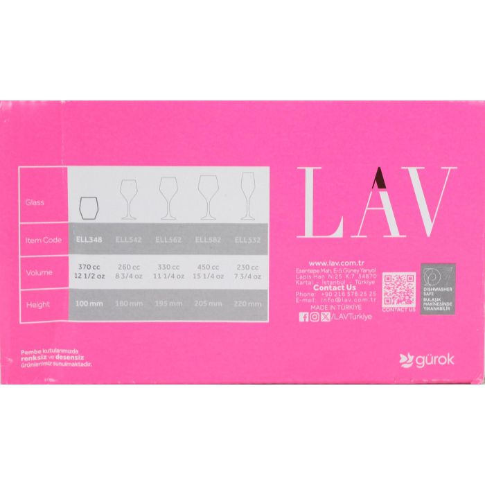 Lav Set 6 Vasos 370cc Colección Ella (8 Cajas) 2