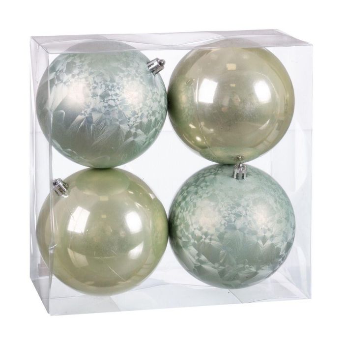 Bolas de Navidad Verde Plástico 10 x 10 x 10 cm (4 Unidades) Bolas de Navidad Verde Plástico 10 x 10 x 10 cm (4 Unidades)