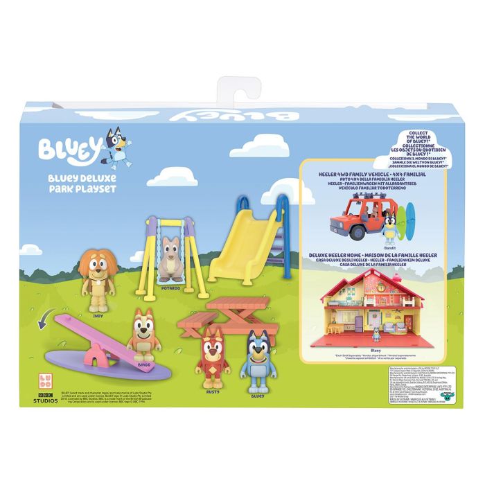 MOOSE 17136 Playset Bluey con 5 Figuras, Accesorios de Parque: Columpio, Tobogán, Balancín y Mesa Picnic - Edad +3 años 5