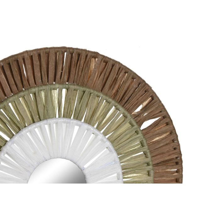 DKD Home Decor Set 3 Piezas Decoracion Pared Boho Natural Blanco 20 x 20 cm Rafia Metal 2