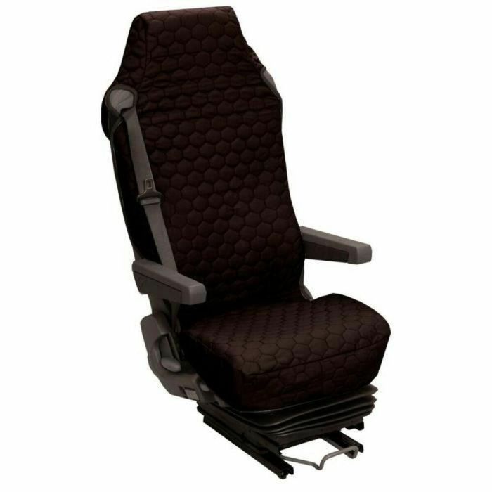 Htc Equipement Funda Asiento Universal para Camioneta, Algodón Acolchado Negro, 3 Capas, con Bolsillo, Compatible Cinturones y Reposabrazos