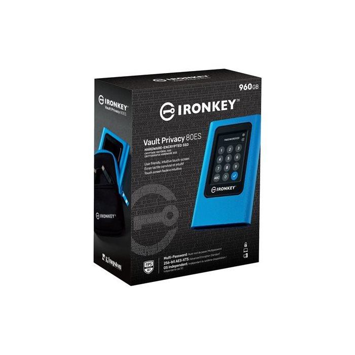 Kingston Ironkey Vault Privacy 80 SSD Externo 960 GB Cifrado por hardware AES-XTS 256 bits TAA Pantalla táctil 1