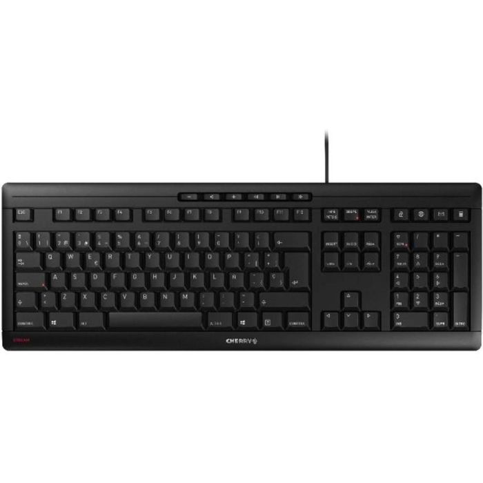 Cherry Teclado Stream USB Español - Tecnología SX, 10 Teclas Adicionales, Diseño Delgado